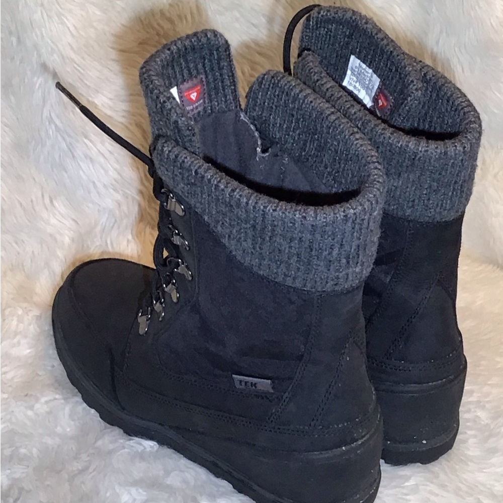 L.L.Bean womens black wedge lace up boots size 8.5 - Picture 4 of 7